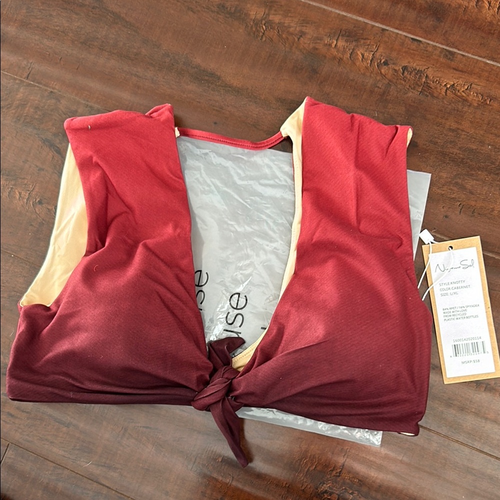 Alyssa Red Tie-Front Top